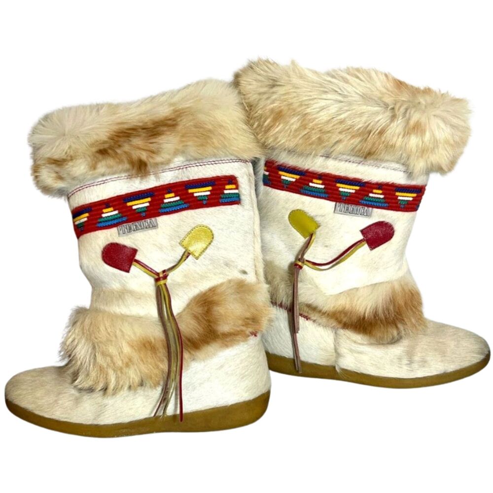 Tecnica Skandia 3915 Apres Ski Fur Hide Boots Italy Women’s 8.5” Vintage Winter
